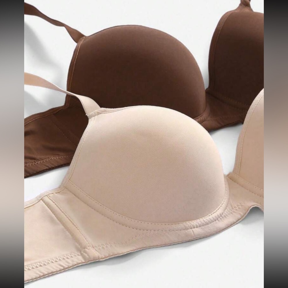 3 Piece Solid Underwire Bralette - Tan / Black / … - image 5